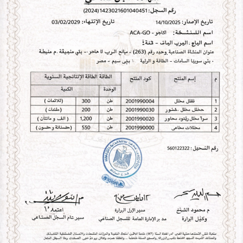 شهادة السجل الصناعي